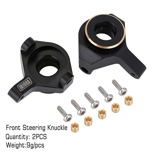INJORA 2pcs 9g/pcs Black Brass Front Steering Knuckles Counter Weights For SCX24 AX24 (SCX24-35BK)