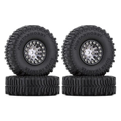INJORA 1.0" 60*20mm Beadlock CNC Wheel Rims & Mud Tires Set for 1/24 RC Crawlers (4) (W1049-T2430)