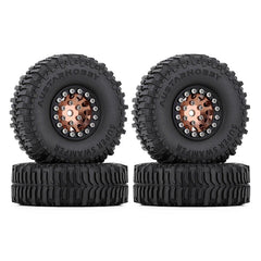 INJORA 1.0" 60*20mm Beadlock CNC Wheel Rims & Mud Tires Set for 1/24 RC Crawlers (4) (W1049-T2430)