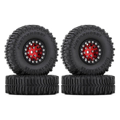 INJORA 1.0" 60*20mm Beadlock CNC Wheel Rims & Mud Tires Set for 1/24 RC Crawlers (4) (W1049-T2430)