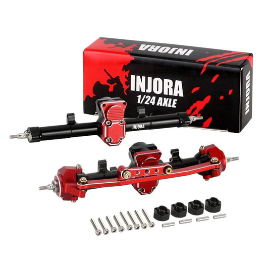 INJORA +4mm Extended Aluminum Front & Rear Axles Set for Axial SCX24 Upgrades (SCX24-98FR) INJORA