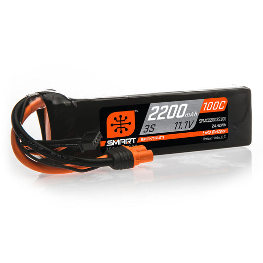 Spektrum 11.1V 2200mAh 3S 100C Smart LiPo Battery: IC3 (SPMX22003S100)