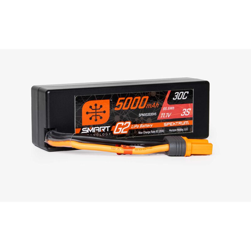 Spektrum 11.1V 5000mAh 3S 30C Smart G2 Hardcase LiPo Battery: IC5 Horizon Hobby