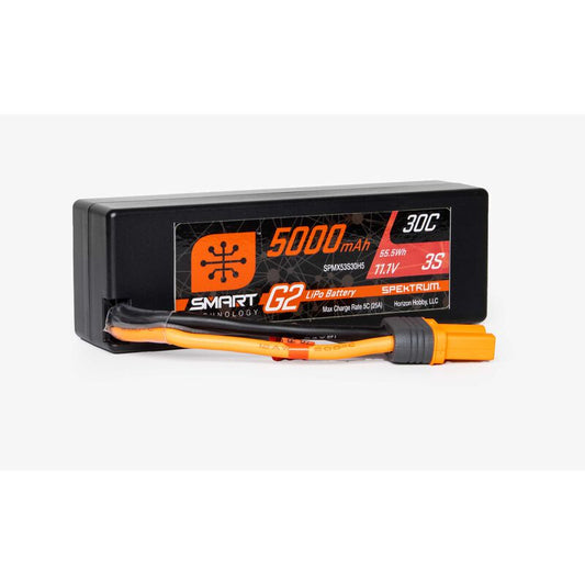 Spektrum 11.1V 5000mAh 3S 30C Smart G2 Hardcase LiPo Battery: IC5 Horizon Hobby
