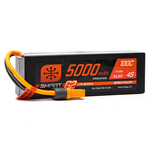 Spektrum 14.8V 5000mAh 4S 100C Smart G2 Hardcase LiPo Battery: IC5 (SPMX54S100H5)