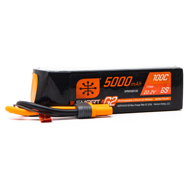 Spektrum 22.2V 5000mAh 6S 100C Smart G2 LiPo Battery: IC5 Horizon Hobby