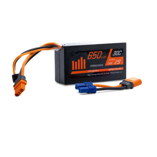 Spektrum SMART: 7.4V 650mAh 2S 30C LiPo Battery: IC2 (SPMX6502SH2)