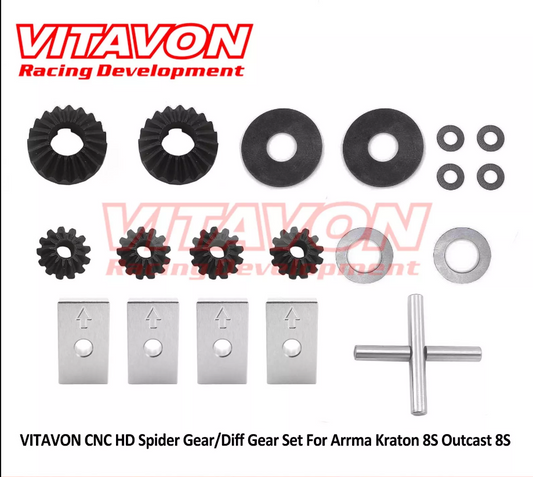 VITAVON: CNC HD Spider Gear/Diff Gear Set For Arrma Kraton 8S Outcast 8S (K8S0023)