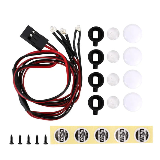 INJORA HELLA IPF Sticker LED Lights Square Round Headlights for Axial SCX24 (YQ-L25)