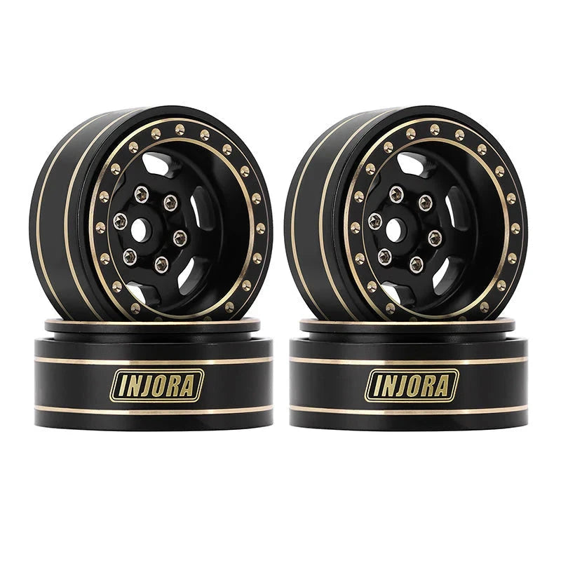 INJORA 1.0 Plus 6-Spoke Brass Beadlock Wheels 43g/pcs offset -3.75mm for 1/18 1/24 RC Crawler (4) (W1103) INJORA