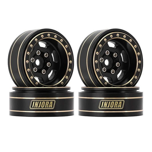 INJORA 1.0 Plus 6-Spoke Brass Beadlock Wheels 43g/pcs offset -3.75mm for 1/18 1/24 RC Crawler (4) (W1103) INJORA