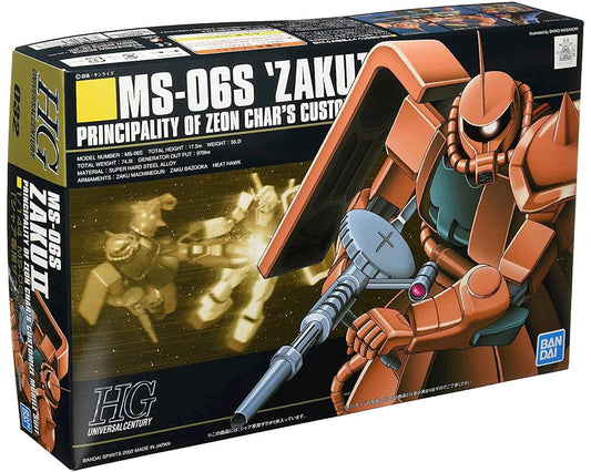Bandai: HGUC 1/144 #32 MS-06S Char's Zaku II "Mobile Suit Gundam" Model Kit Action Figure Model Kit (BAS1112814)