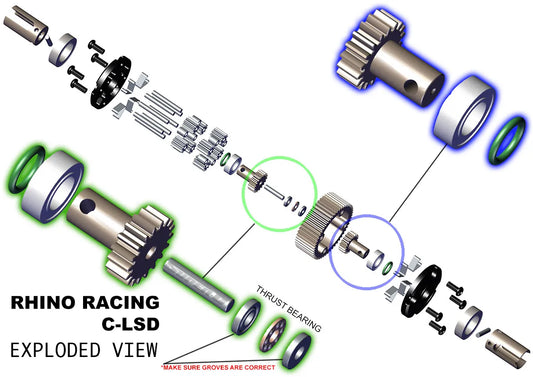 YD2 ACTIVE DIFF (CENTRIFUGAL) C-LSD DIFFERENTIAL UNIT CLSD (ALUMINUM) [RHINO RACING] YD2-C-LSD (RR-600)