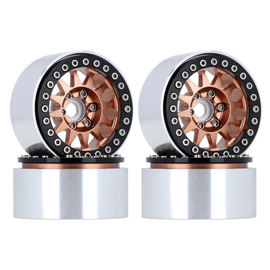 INJORA 4PCS 1.9" 12-spoke Metal Beadlock Wheel Rims for 1/10 RC Rock Crawler (CRAW18239_07BK)