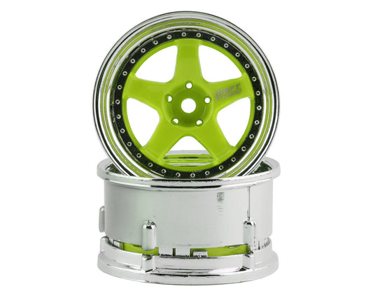 DS Racing Drift Element 5 Spoke Drift Wheel (Green Face/Chrome Lip/Chrome Rivet) (Adjustable Offset) w/12mm Hex