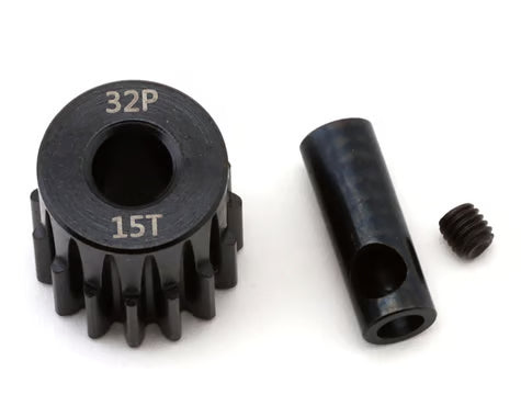 EcoPower Steel 32P Pinion Gear (Mod .8) (5mm Bore) (15T) w/3.17mm Reducer Sleeve Amain Hobbies