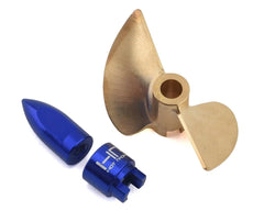 Hot Racing Traxxas Spartan/M41 Pro Brass Prop w/Nut & Drive Dog (Brass/Blue) (HRASPN1000ME)