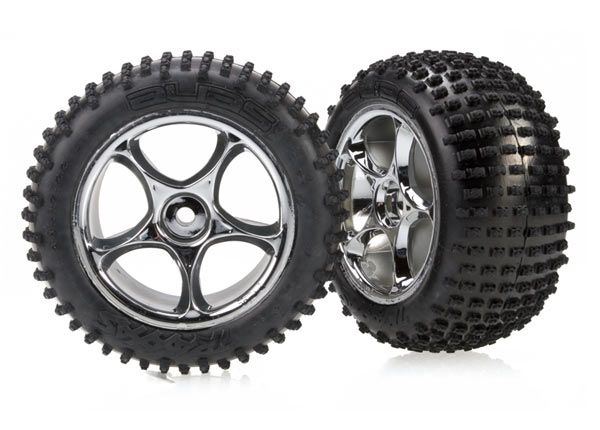 Traxxas Tires & wheels, assembled (Tracer 2.2" chrome wheels, Alias® 2.2" tires) (2) (Bandit rear, medium compound with foam inserts) (2470R) TRAXXAS