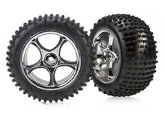 Traxxas Tires & wheels, assembled (Tracer 2.2" chrome wheels, Alias® 2.2" tires) (2) (Bandit rear, medium compound with foam inserts) (2470R) TRAXXAS