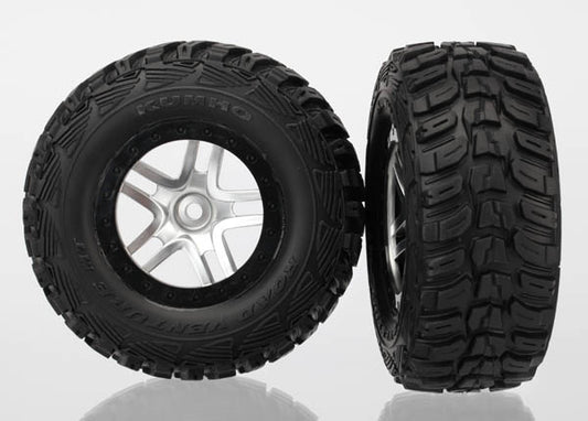 TraxxasSCT Split-Spoke satin chrome, black beadlock wheel, Kumho tire, (4WD front/rear, 2WD rear only) (6874)