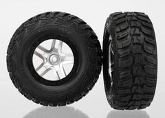 TraxxasSCT Split-Spoke satin chrome, black beadlock wheel, Kumho tire, (4WD front/rear, 2WD rear only) (6874)
