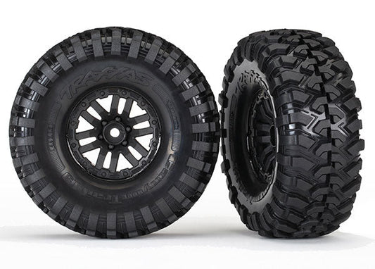 1.9" Black TRX Wheels with Canyon Trail Tires (2) TRAXXAS