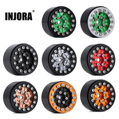 INJORA 1.0" 6-Spokes CNC Aluminum Beadlock Wheel Rims for 1/24 RC Crawlers (4) (W1022)