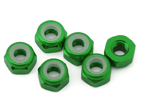 J&T Bearing Co. 3mm 7075 Aluminum Lock Nuts (Green) (6) Amain Hobbies