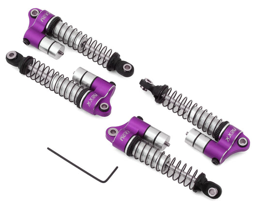NEXX Racing Traxxas 1/18 TRX-4M Reservoir Aluminum Threaded Oil Filled Shocks (4) (Purple) (NX-400-P)