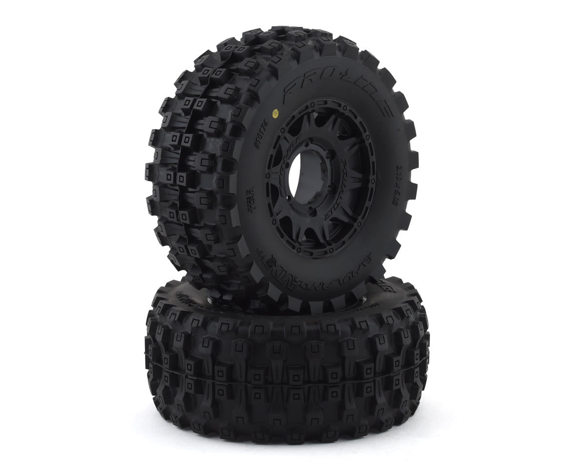 Pro-Line 1/10 Badlands MX28 BELTED F/R 2.8" MT Tres Mounted 12mm Blk Raid (2) (PRO1017410) Horizon Hobby