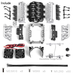INJORA: LS7 V8 Simulate Engine Motor Cooling Fans Radiator Kit for 1/10 RC Crawler (CRAW18304_SR) INJORA