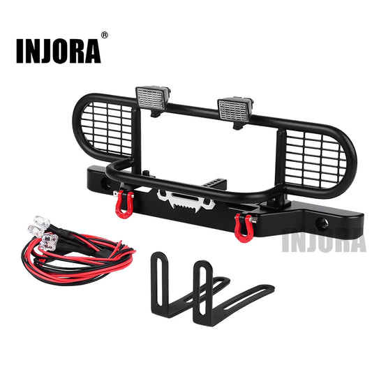 INJORA Metal Front Camel Trophy Bumper with Light for Traxxas TRX-4 Defender (CRAW18123)