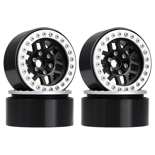 INJORA: 4PCS 2.0" 12-Spoke Metal Beadlock Wheel Rims Fit 1.9" RC Crawler Tires (CRAW18391_17SB)