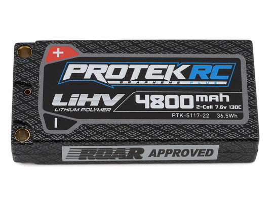 ProTek RC 2S 130C Low IR Si-Graphene + HV LCG Shorty LiPo Battery (7.6V/4800mAh) w/5mm Connectors (ROAR Approved) (PTK-5117-22)