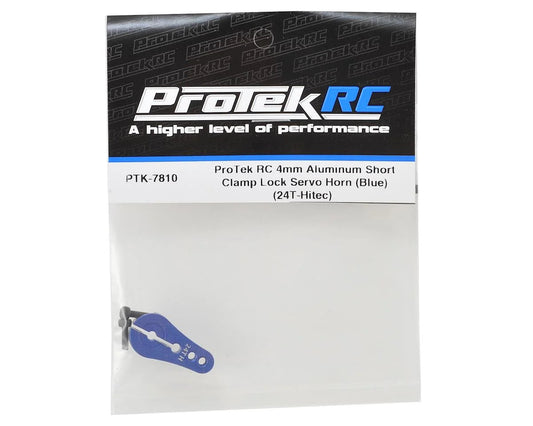 ProTek RC 4mm Aluminum Short Clamping Servo Horn (Blue) (24T-Hitec) Amain Hobbies