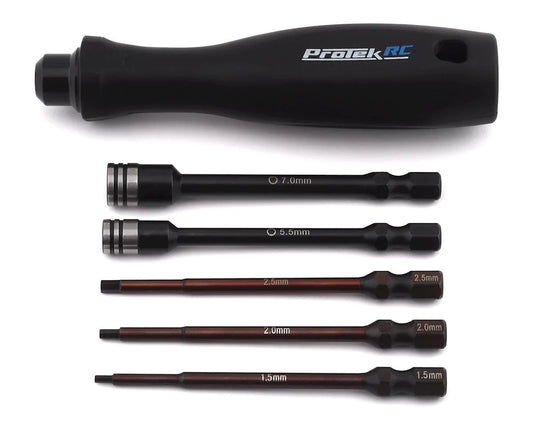ProTek RC "TruTorque" 5-Piece 1/4" Drive Hex & Nut Driver Set (1.5, 2.0, 2.5mm Hex & 5.5, 7mm Nut Driver) (PTK-8462)