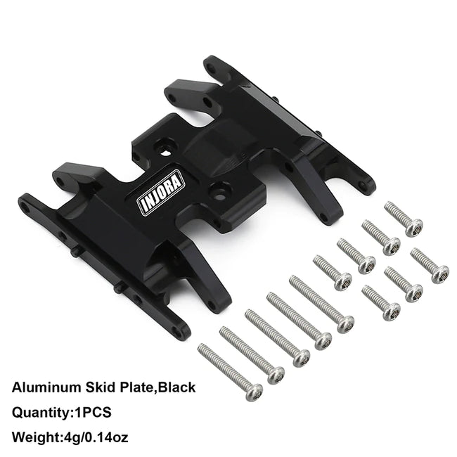 INJORA Aluminum Gearbox Mount, Transmission Skid Plate for Axial SCX24 (SCX24-12BK) INJORA