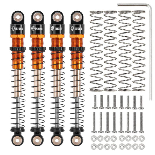 INJORA 51mm Aluminum Long Travel Threaded Double Barrel Shocks for Axial AX24 (SCX24-160GD-4)