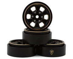 Treal Hobby Type B 1.0" 6-Spoke Brass Beadlock Wheels (Black) (4) (38.7g) (TLHTSCX24-111)