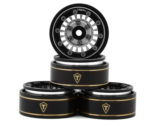 Treal Hobby Type C 1.0" Brass Beadlock Crawler Wheels (Silver) (4) (27.3g) (TLHTSCX24-147)