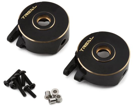 Treal Hobby Vanquish H10 Optic Brass Front Steering Knuckles (Black) (2) (150.4g) Amain Hobbies