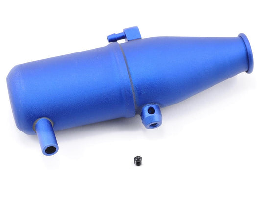 Traxxas Revo Tuned pipe, aluminum, blue anodized (dual chamber with pressure fitting)/ 4mm GS (5490)