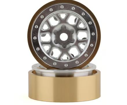 SSD RC 1.0” Boxer Aluminum/Brass Beadlock Wheels (Silver) (2) (25g) (SSD00554)