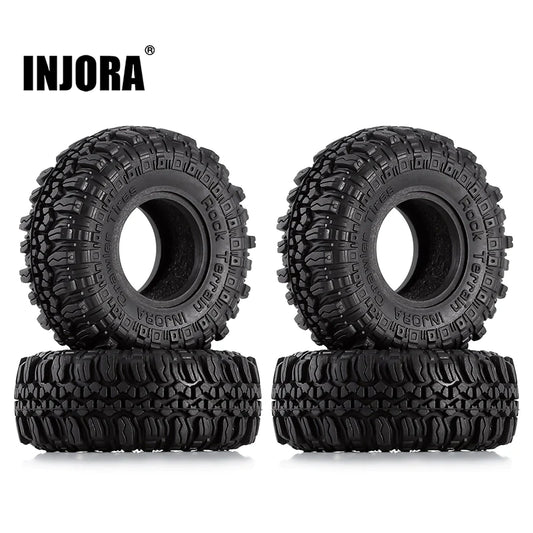 INJORA: 1.0" 56*22mm S5 Soft Rubber Rock Terrain Tires for 1/24 RC Crawlers (4) (YQT-1005)
