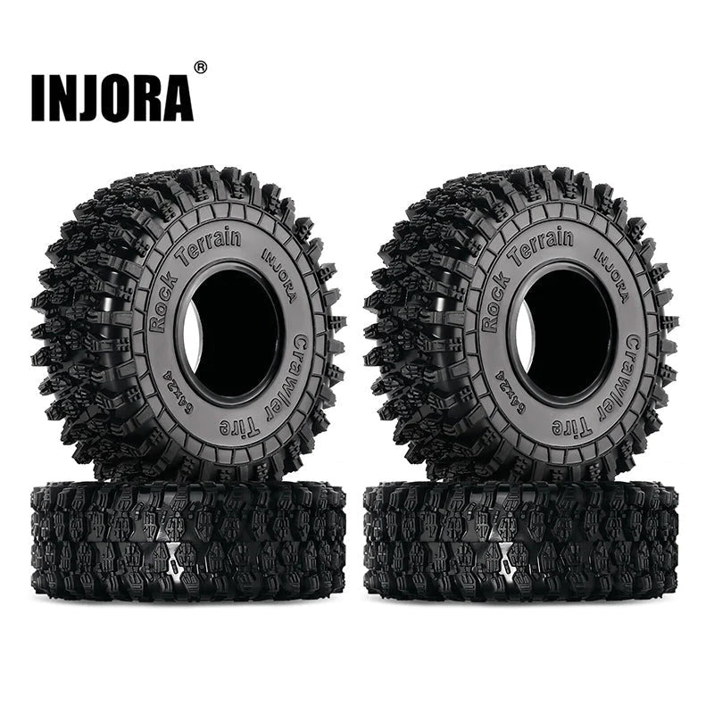 INJORA 1.0" 64*24mm S5 Super Soft Sticky Rock Crawling Tires for 1/18 1/24 RC Crawlers (4) (YQT-1011) INJORA