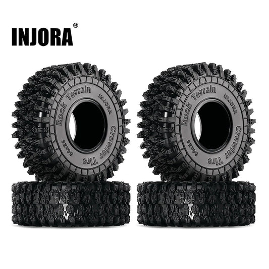 INJORA 1.0" 64*24mm S5 Super Soft Sticky Rock Crawling Tires for 1/18 1/24 RC Crawlers (4) (YQT-1011)