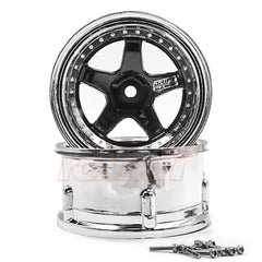 DS Racing Drift Element 5 Spoke Drift Wheels (Black & Chrome) (2) (Adjustable Offset) w/12mm Hex (DSC-DE-012)