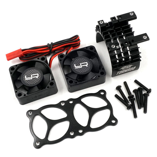 Yeah Racing Aluminum 540 550 Motor Heat Sink w/Twin Tornado High Speed Fan (Black) (YA-0643BK)
