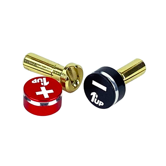 1UP Racing LowPro Bullet Plug Grips w/5mm Bullets (Black/Red) (1UP190432)