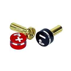 1UP Racing LowPro Bullet Plug Grips w/5mm Bullets (Black/Red) (1UP190432)